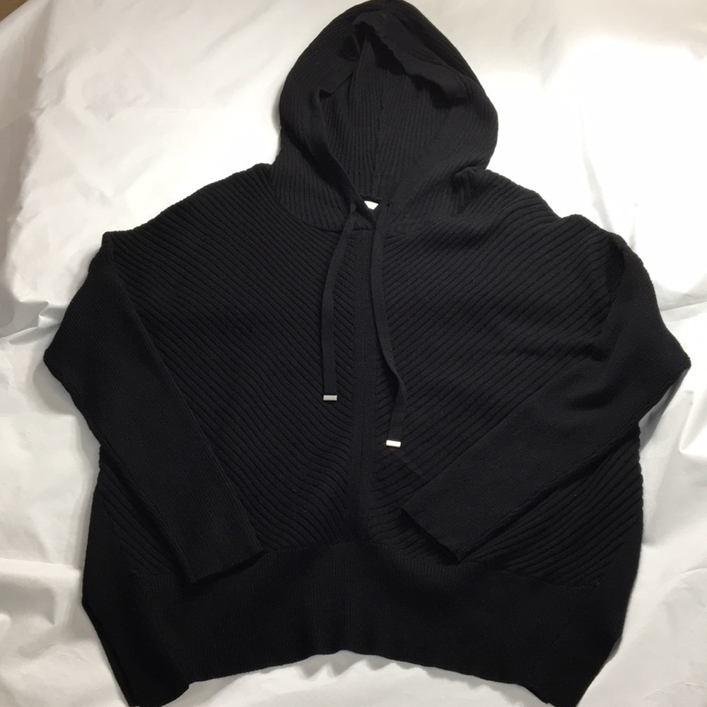 Stitchdrop Womens Black Hooded Ribbed Sweatshirt Size S Like-NEW Condition